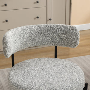 English Elm Burbank Boucle Upholstered Dining Chairs Set of 2 with Matte Iron Legs Modern Style T2574P180243