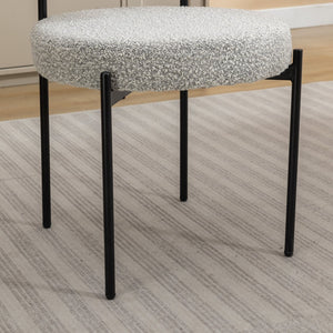 English Elm Burbank Boucle Upholstered Dining Chairs Set of 2 with Matte Iron Legs Modern Style T2574P180243