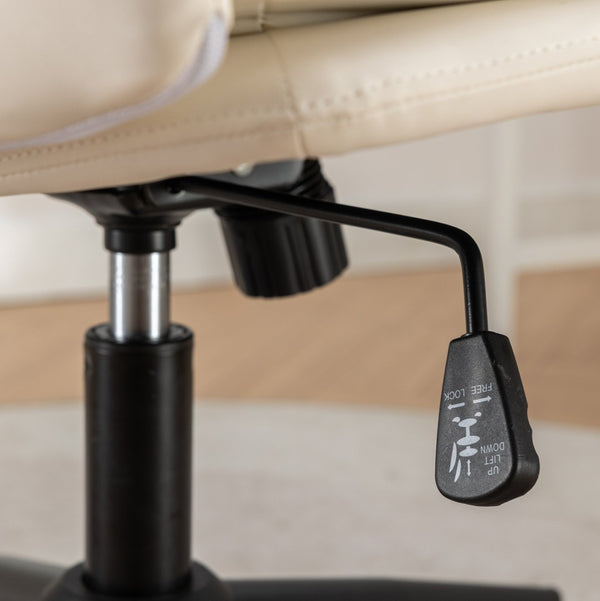 English Elm Bizerte Wide Seat Pu Leather Swivel Chair Adjustable Height for Vanity or Home Office White T2574P181615