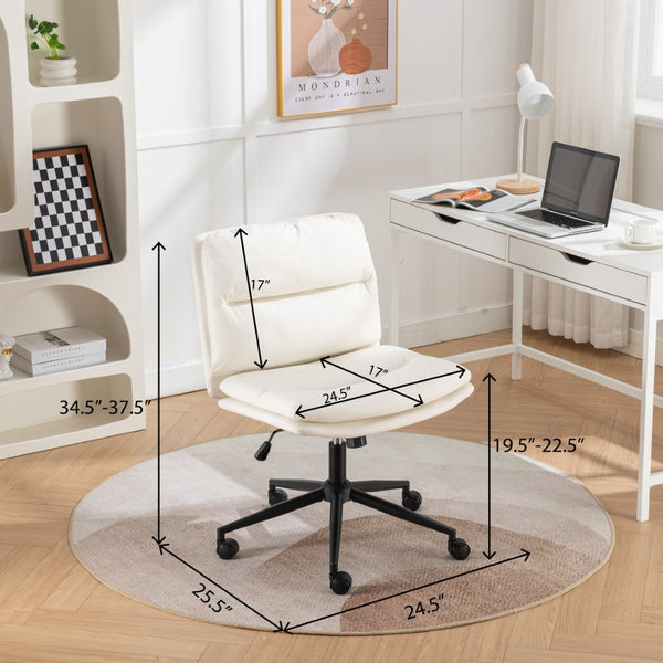 English Elm Bizerte Wide Seat Pu Leather Swivel Chair Adjustable Height for Vanity or Home Office White T2574P181615
