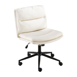 English Elm Bizerte Wide Seat Pu Leather Swivel Chair Adjustable Height for Vanity or Home Office White T2574P181615