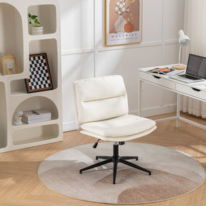 English Elm Bizerte Wide Seat Pu Leather Swivel Chair Adjustable Height for Vanity or Home Office White T2574P181615