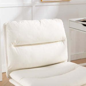 English Elm Bizerte Wide Seat Pu Leather Swivel Chair Adjustable Height for Vanity or Home Office White T2574P181615