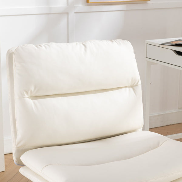 English Elm Bizerte Wide Seat Pu Leather Swivel Chair Adjustable Height for Vanity or Home Office White T2574P181615