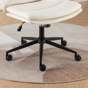 English Elm Bizerte Wide Seat Pu Leather Swivel Chair Adjustable Height for Vanity or Home Office White T2574P181615