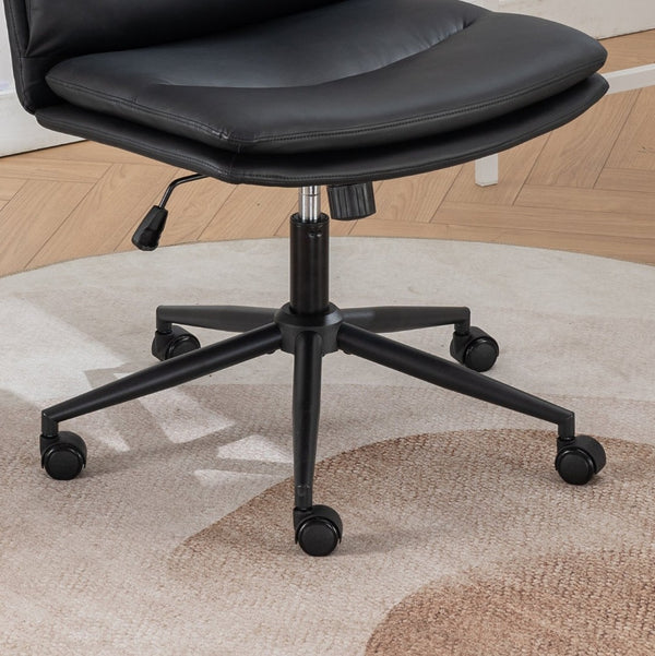 English Elm Bizerte Wide Seat Pu Leather Swivel Chair Adjustable Height for Vanity or Home Office Black T2574P181617