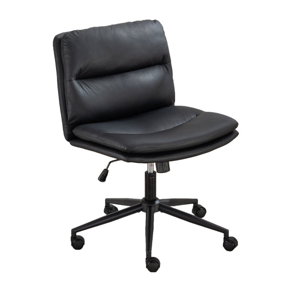 English Elm Bizerte Wide Seat Pu Leather Swivel Chair Adjustable Height for Vanity or Home Office Black T2574P181617