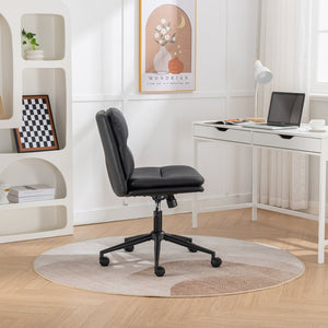English Elm Bizerte Wide Seat Pu Leather Swivel Chair Adjustable Height for Vanity or Home Office Black T2574P181617