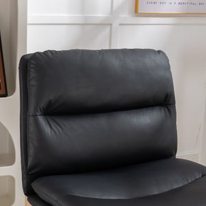 English Elm Bizerte Wide Seat Pu Leather Swivel Chair Adjustable Height for Vanity or Home Office Black T2574P181617