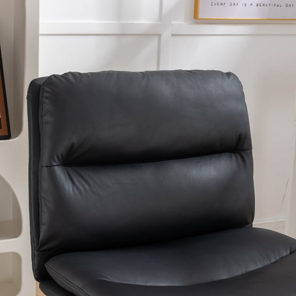 English Elm Bizerte Wide Seat Pu Leather Swivel Chair Adjustable Height for Vanity or Home Office Black T2574P181617
