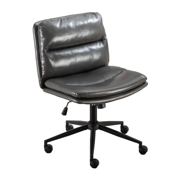 English Elm Bizerte Wide Seat Pu Leather Swivel Chair Adjustable Height for Vanity or Home Office Gray T2574P181618