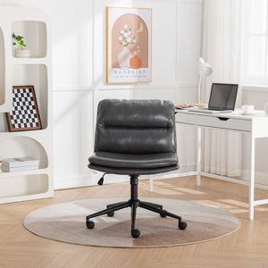 English Elm Bizerte Wide Seat Pu Leather Swivel Chair Adjustable Height for Vanity or Home Office Gray T2574P181618