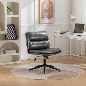 English Elm Bizerte Wide Seat Pu Leather Swivel Chair Adjustable Height for Vanity or Home Office Gray T2574P181618