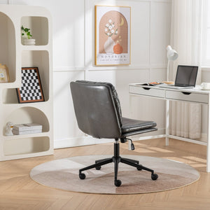 English Elm Bizerte Wide Seat Pu Leather Swivel Chair Adjustable Height for Vanity or Home Office Gray T2574P181618