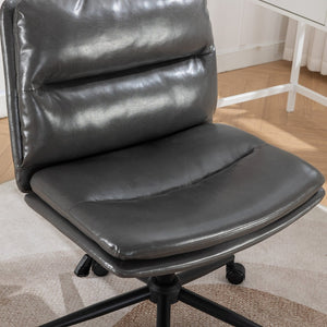 English Elm Bizerte Wide Seat Pu Leather Swivel Chair Adjustable Height for Vanity or Home Office Gray T2574P181618