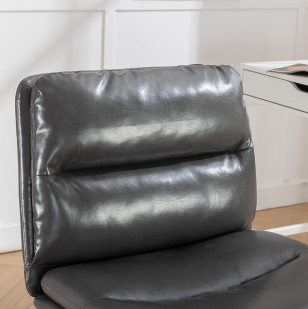 English Elm Bizerte Wide Seat Pu Leather Swivel Chair Adjustable Height for Vanity or Home Office Gray T2574P181618