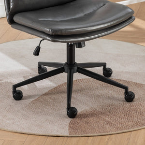 English Elm Bizerte Wide Seat Pu Leather Swivel Chair Adjustable Height for Vanity or Home Office Gray T2574P181618