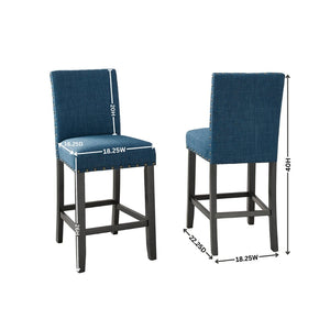 English Elm Biony Linen Cotton Counterstools with Brass Nailhead Trim Set of 2 for Kitchen Islands T2574P181627