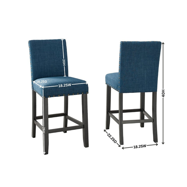 English Elm Biony Linen Cotton Counterstools with Brass Nailhead Trim Set of 2 for Kitchen Islands T2574P181627