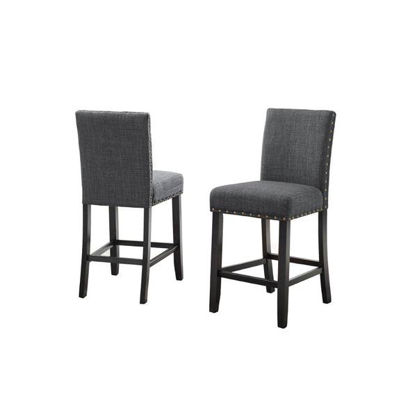 English Elm Biony Linen Blend Counter Stools with Brass Nailhead Accents Set of 2 Espresso Legs T2574P181628