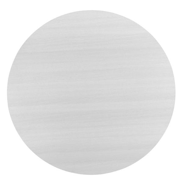 English Elm Edo Round Rubberwood Dining Table Sculptural Trestle Base for Minimalist Interiors White T2574P182644
