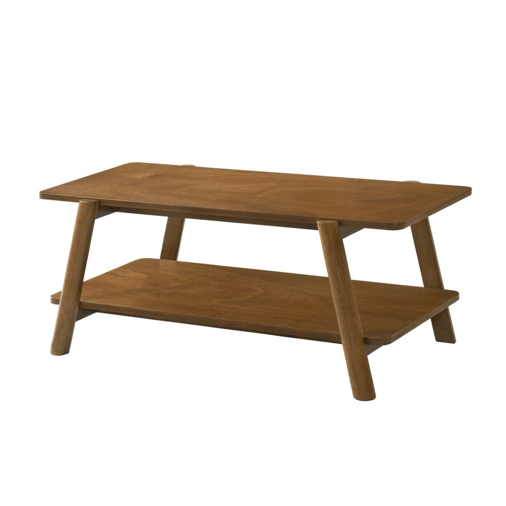 English Elm Metz Mid-century Coffee Table with Walnut Veneer Top and Sculptural Rubberwood Legs T2574P184956