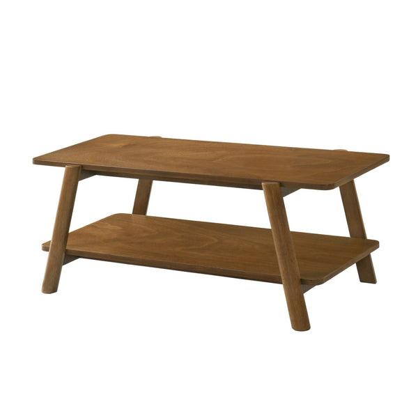 English Elm Metz Mid-century Coffee Table with Walnut Veneer Top and Sculptural Rubberwood Legs T2574P184956