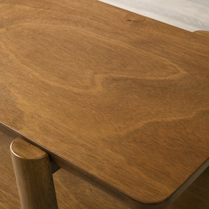 English Elm Metz Mid-century Coffee Table with Walnut Veneer Top and Sculptural Rubberwood Legs T2574P184956