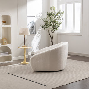 English Elm Luzern Round Swivel Accent Chair Textured Fabric Padded Arms Modern Lounge Seat T2574P184964