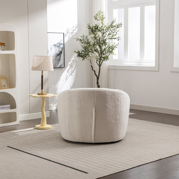 English Elm Luzern Round Swivel Accent Chair Textured Fabric Padded Arms Modern Lounge Seat T2574P184964