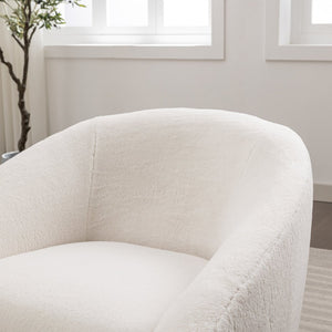 English Elm Luzern Round Swivel Accent Chair Textured Fabric Padded Arms Modern Lounge Seat T2574P184964