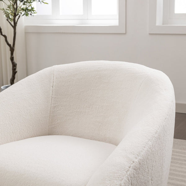 English Elm Luzern Round Swivel Accent Chair Textured Fabric Padded Arms Modern Lounge Seat T2574P184964