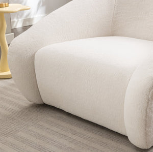 English Elm Luzern Round Swivel Accent Chair Textured Fabric Padded Arms Modern Lounge Seat T2574P184964