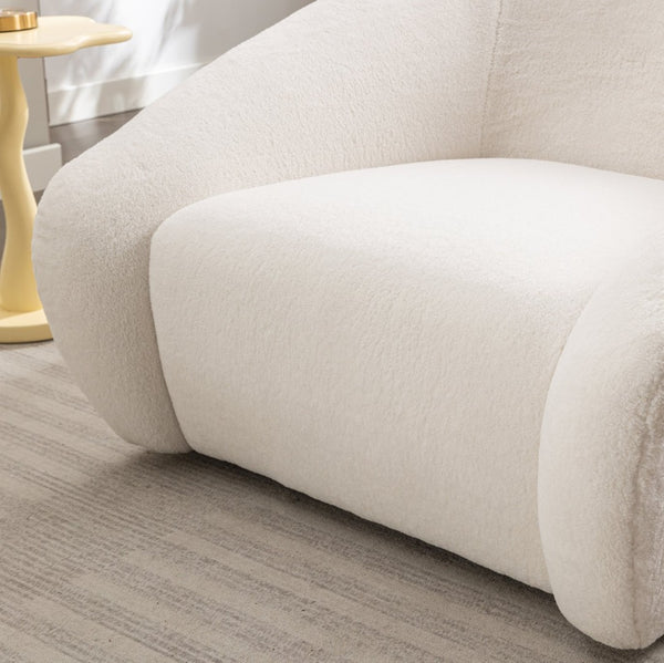 English Elm Luzern Round Swivel Accent Chair Textured Fabric Padded Arms Modern Lounge Seat T2574P184964