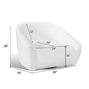 English Elm Luzern Round Swivel Accent Chair Textured Fabric Padded Arms Modern Lounge Seat T2574P184964