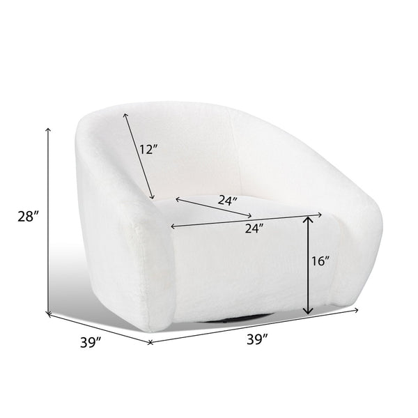 English Elm Luzern Round Swivel Accent Chair Textured Fabric Padded Arms Modern Lounge Seat T2574P184964