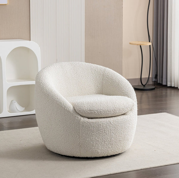 English Elm Winnie Boucle Barrel Swivel Chair Enveloping Rounded Design for Living Room Accent T2574P184972