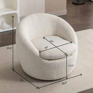 English Elm Winnie Boucle Barrel Swivel Chair Enveloping Rounded Design for Living Room Accent T2574P184972