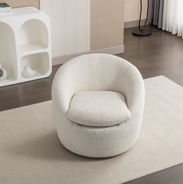 English Elm Winnie Boucle Barrel Swivel Chair Enveloping Rounded Design for Living Room Accent T2574P184972