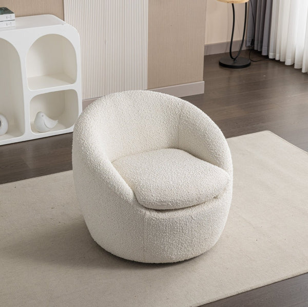 English Elm Winnie Boucle Barrel Swivel Chair Enveloping Rounded Design for Living Room Accent T2574P184972