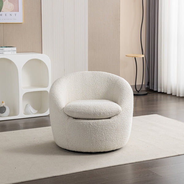 English Elm Winnie Boucle Barrel Swivel Chair Enveloping Rounded Design for Living Room Accent T2574P184972