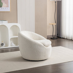 English Elm Winnie Boucle Barrel Swivel Chair Enveloping Rounded Design for Living Room Accent T2574P184972