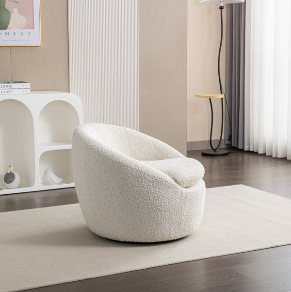 English Elm Winnie Boucle Barrel Swivel Chair Enveloping Rounded Design for Living Room Accent T2574P184972