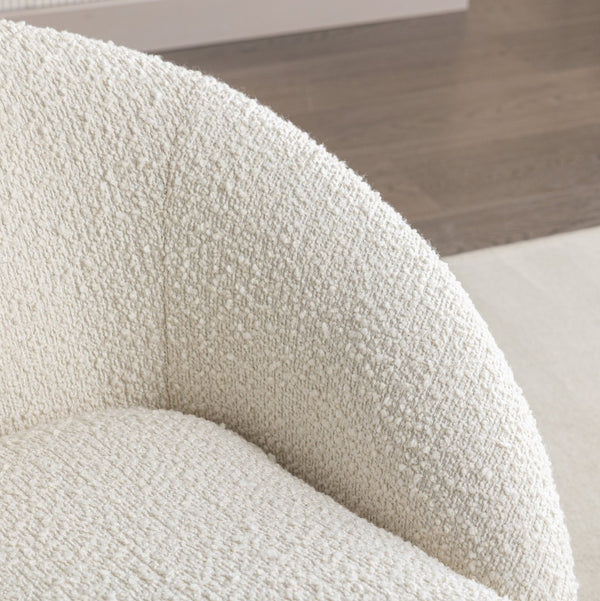 English Elm Winnie Boucle Barrel Swivel Chair Enveloping Rounded Design for Living Room Accent T2574P184972