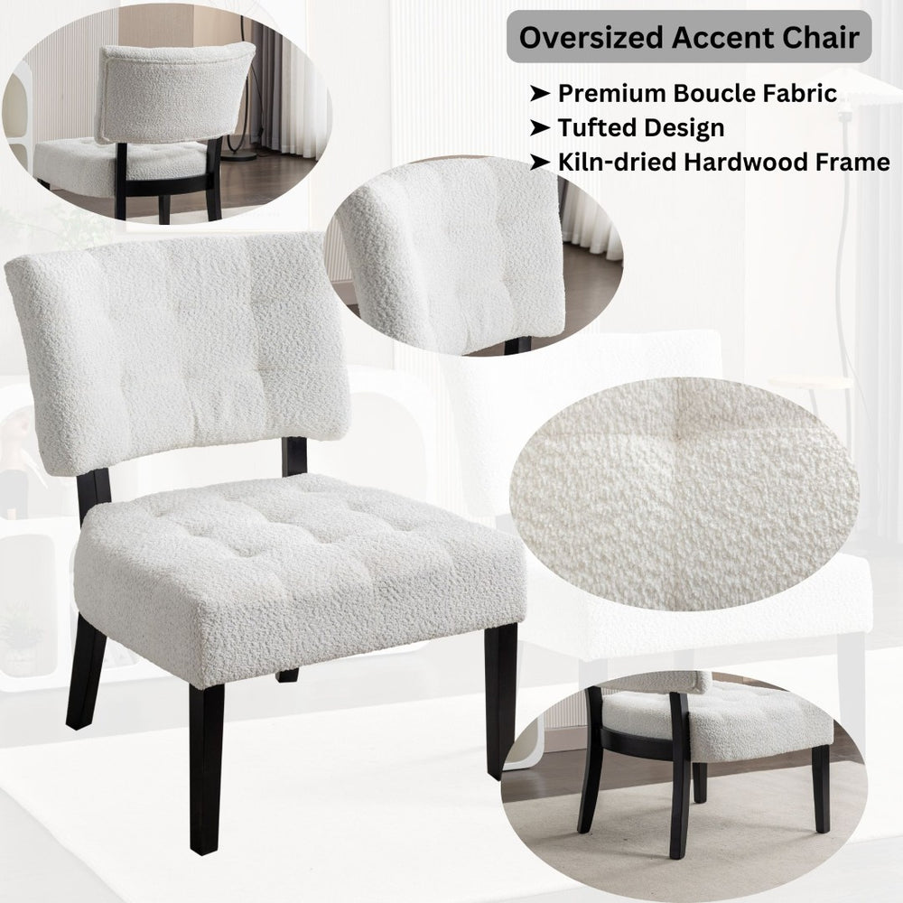 English Elm Movile Boucle Button Tufted Oversized Accent Chair Hardwood Frame Lounge Seating T2574P185198