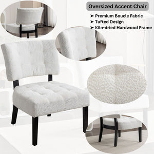 English Elm Movile Boucle Button Tufted Oversized Accent Chair Hardwood Frame Lounge Seating T2574P185198