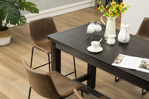 English Elm Bronco Weathered Wood Counter Dining Set Seating Six with Upholstered Pu Leather Chairs Black+Brown T2574P195184