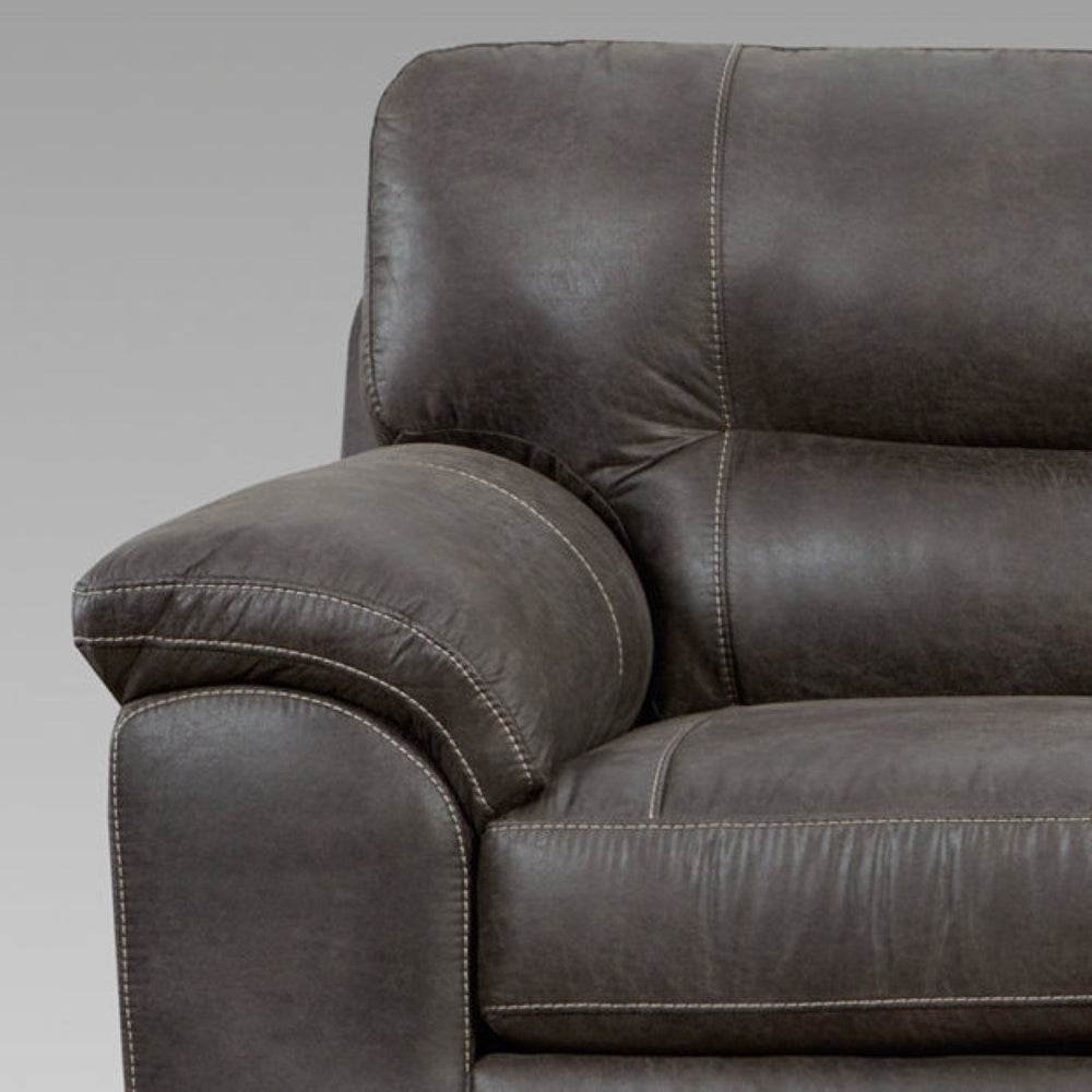 English Elm Tirana Button Tufted Faux Leather Accent Chair with Pillow Arms for Living Rooms T2574P195189