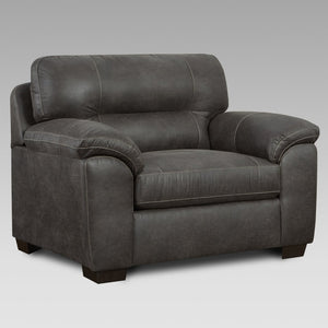 English Elm Tirana Button Tufted Faux Leather Accent Chair with Pillow Arms for Living Rooms T2574P195189