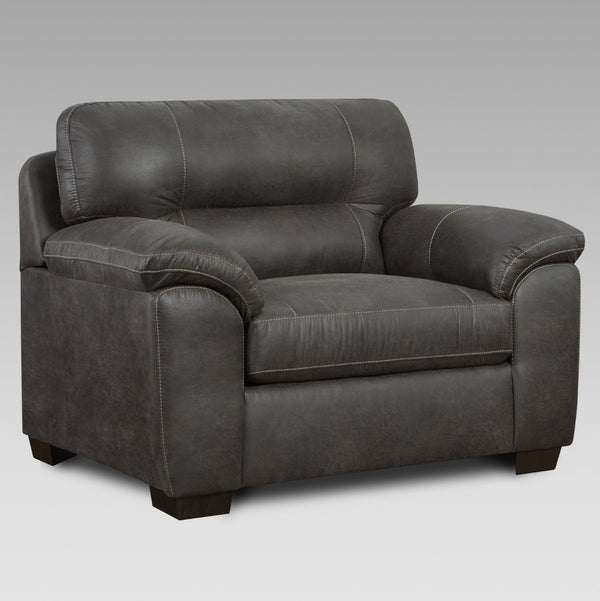 English Elm Tirana Button Tufted Faux Leather Accent Chair with Pillow Arms for Living Rooms T2574P195189